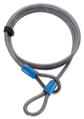 XLC Schlaufenkabel Dalton D 10mm 2200mm, graues Fahrrad-Sicherheitskabel mit blauen Schlaufen.