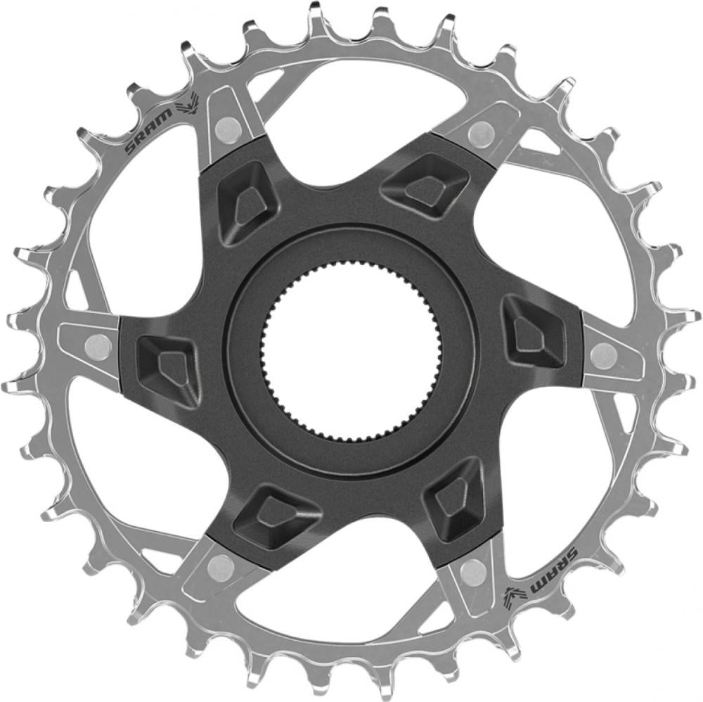 Kettenblatt SRAM XX T-Type Fazua A1 DM 12-fach 34 Zähne aus Aluminium in Silber und Grau.