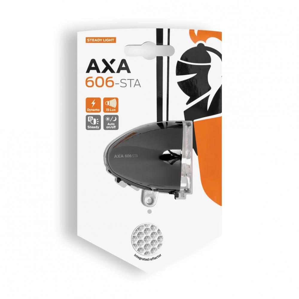AXA 606 Steady Auto Dynamo-LED-Scheinwerfer, 15 Lux, Sensor, Standlicht, Reflektor, StVZO-konform im Retro-Design.