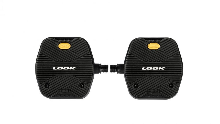 LOOK Geo City Grip Fahrradpedale, Stadt/Urban Plattformpedale mit Vibram Active Grip Kappen, 107×103 mm, Chromoly Achse, 1 Paar