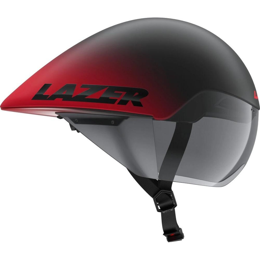 LAZER Helm Volante KinetiCore Triathlon/Zeitfahren Matte Black Red (S) - maximal aerodynamischer Zeitfahrhelm