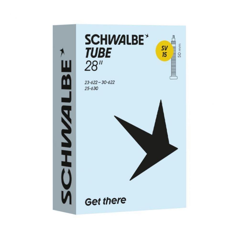 Schwalbe SV15 Fahrradschlauch 28 Zoll 50mm Sclaverand-Ventil - Leichter Rennradschlauch 105g