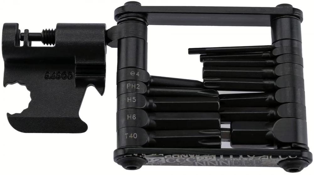 CONTEC Pocket Gadget F22 Stealth Fahrrad-Multitool, 22 Funktionen, Kettennieter, Torx, Innensechskant, Speichenschlüssel, schwarz