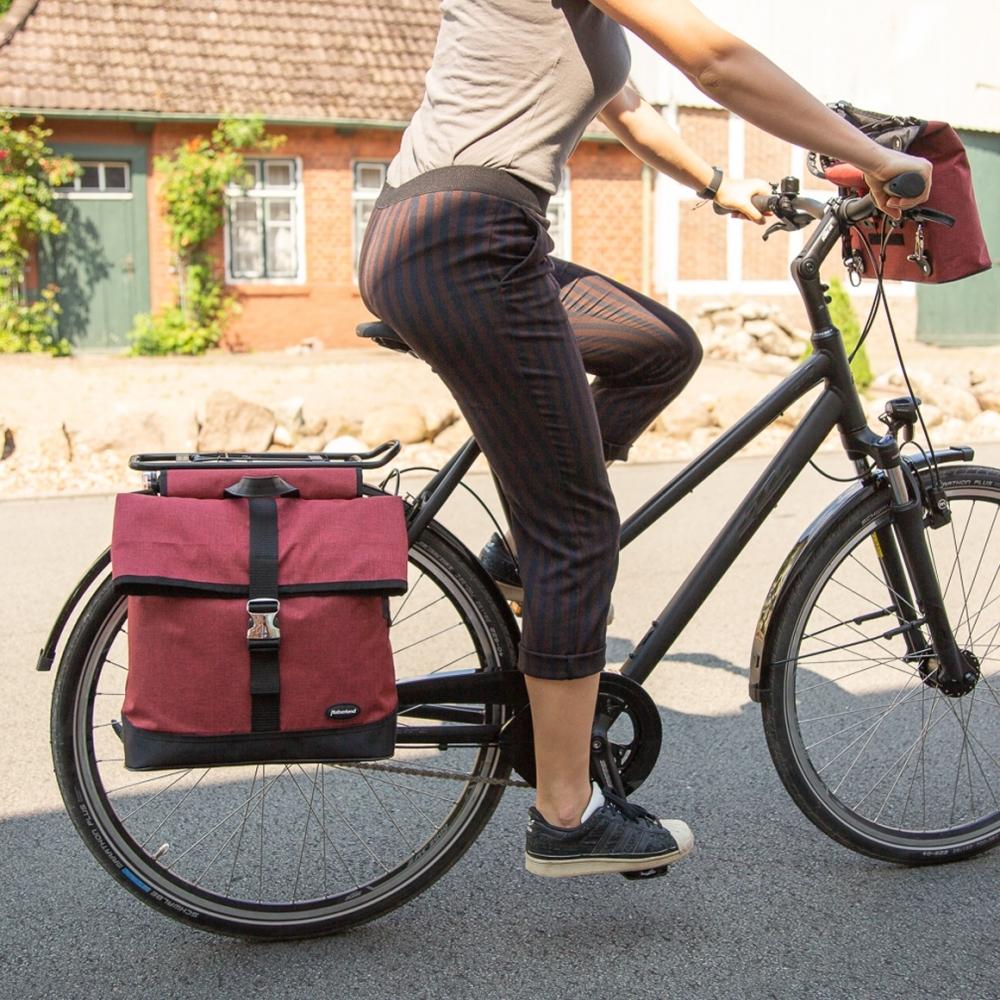 Haberland Melan I Shopper-Gepäckträgertasche rot - geräumige Einzeltasche für Alltag & Einkauf