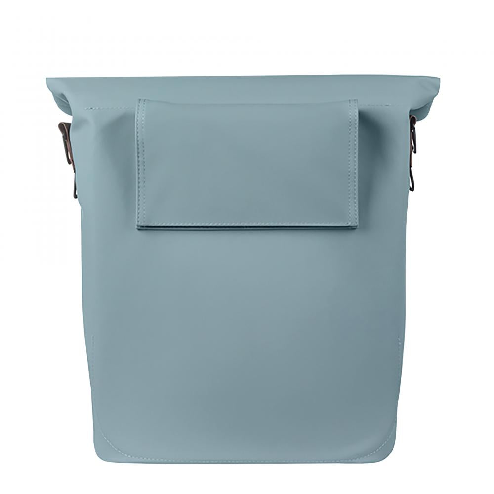 Basil City Fahrradshopper MIK Hooks 14?16 Liter - wasserabweisend mit Magnet-Faltverschluss - Innenfach mit Reißverschluss veganer Ledergriff LED-Befestigung graphitblau - Fahrradtasche - CityTasche