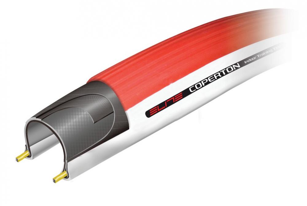 Elite Coperton Rollentrainerreifen 700x25C rot leiser Betrieb, exzellente Wärmestreuung, optimaler Grip, verlängerte Lebensdauer der Rolle