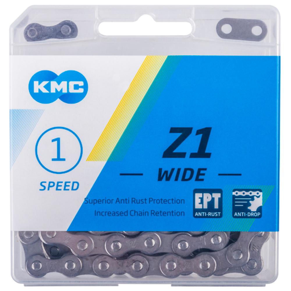 KMC Z1 Wide EPT 1s Kette 1/2 x 1/8 Zoll silber - langlebige Singlespeed-Kette