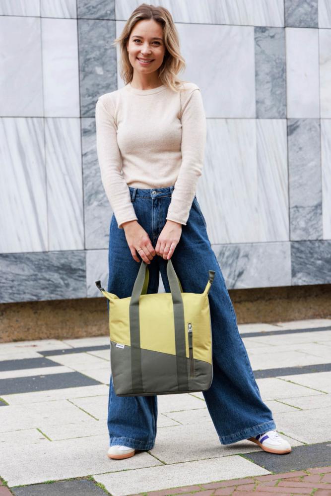New Looxs Radtasche Oslo Kota Olive/Yellow 18 l Olive - vielseitiger Shopper für Alltag & Pendeln