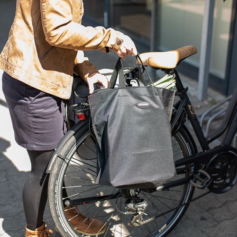 Haberland Extra Bag schwarz, Größe L - faltbare Fahrradtasche mit 12 l Zusatzvolumen