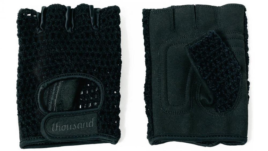 Thousand Courier Gloves Black M - Fahrrad Handschuhe aus Leder, stoßdämpfend, atmungsaktiv, rutschfest, Größe M