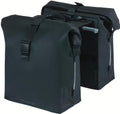 Schwarze BASIL SoHo Nordlicht MIK 2.0 Doppeltasche, 41L, wasserdicht, LED, MIK-Adapterplatte, Rollverschluss.