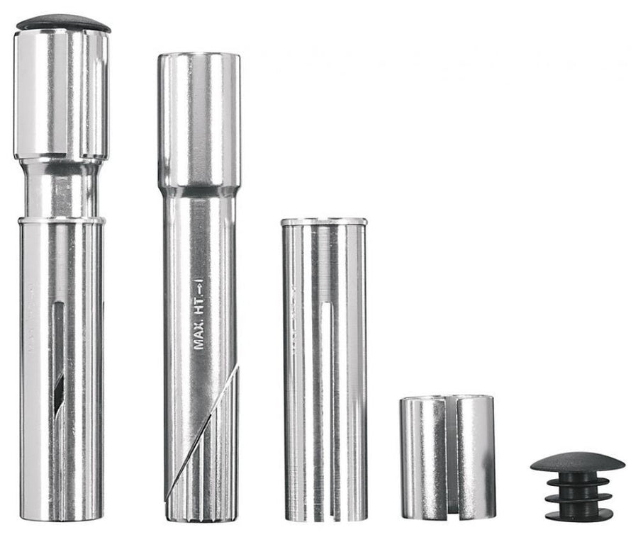 Ergotec Vorbauerhöhung Gewinde / Ahead 1" + 1 1/8" Alu silber - Lenkererhöhung für Fahrrad und Rennrad