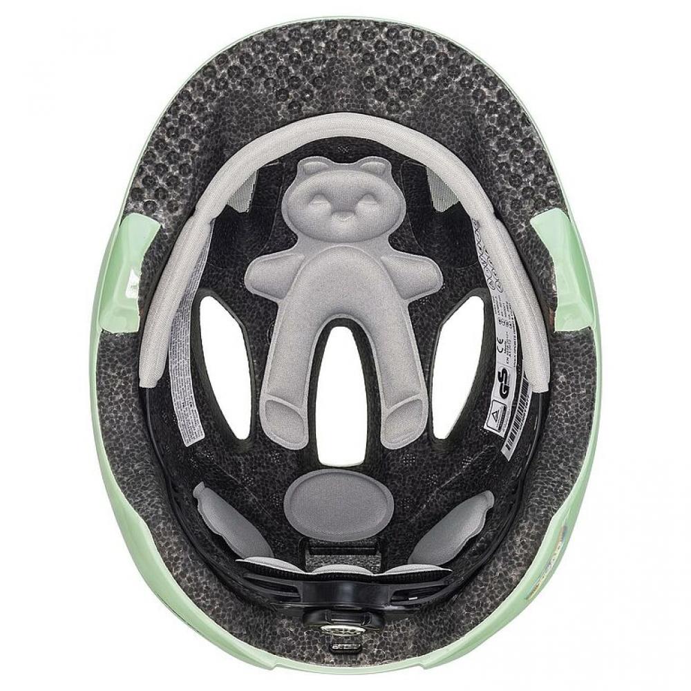 Uvex Oyo Kinderfahrradhelm mint-peach 45-50 cm  Leicht, individuell anpassbar, erweiterbar mit LED-Licht, optimaler Stirn- und Schläfenschutz, herausnehmbares Bärchen-Polster