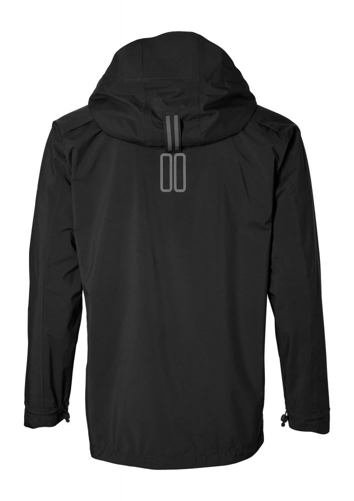 Basil Skane Herren Regenjacke schwarz, wasserdicht, atmungsaktiv, reflektierend, mit Kapuze, Rückenansicht.