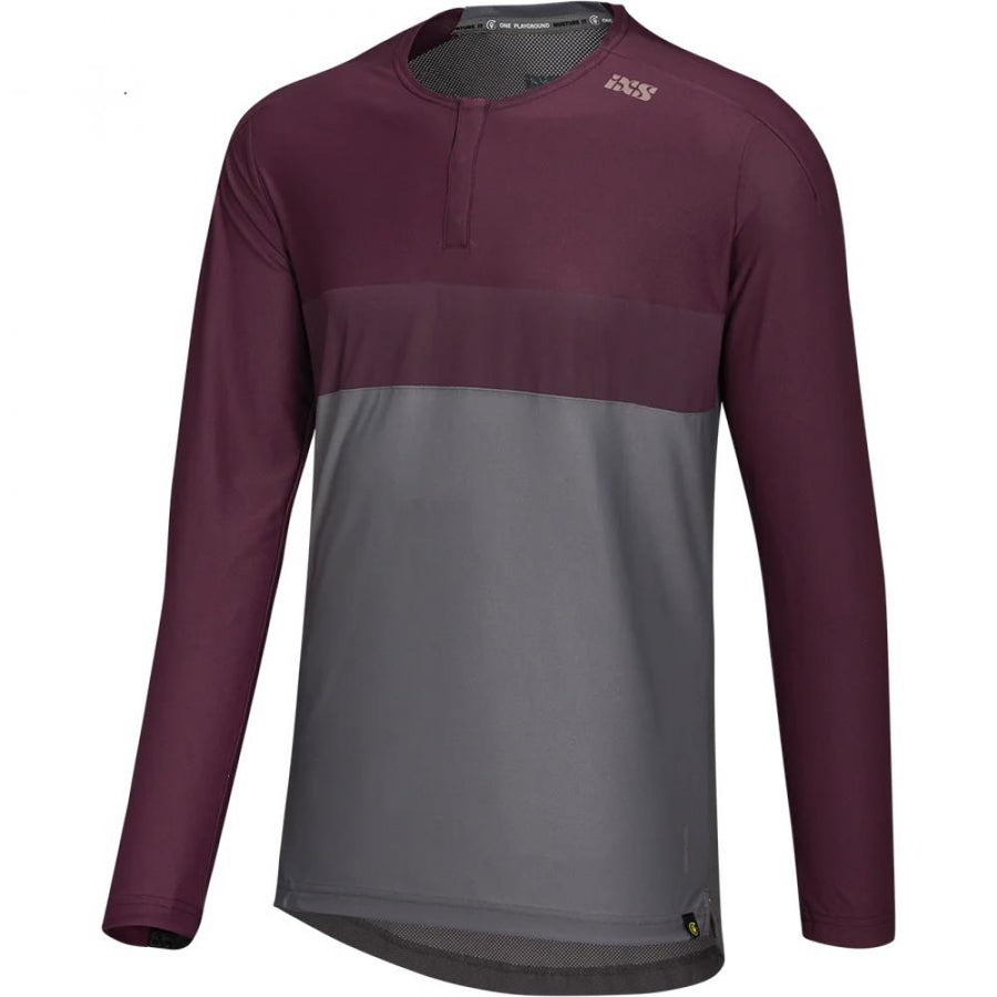 IXS Sports Division iXS Flow XTG Long Sleeve Henley M Graphite/Raisin - atmungsaktives Bike-Langarmshirt