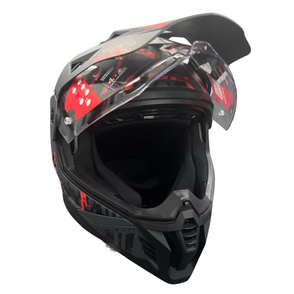 Retoure: LS2 MX702 Pioneer II Crazy Motorradhelm  Schwarz/Grau/Rot  Größe M