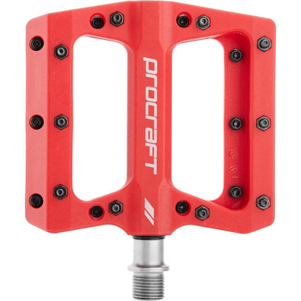 Procraft Pedale Flat Grip Essential Kunststoff 113 x 105 mm Rot - maximaler Grip und Kontrolle