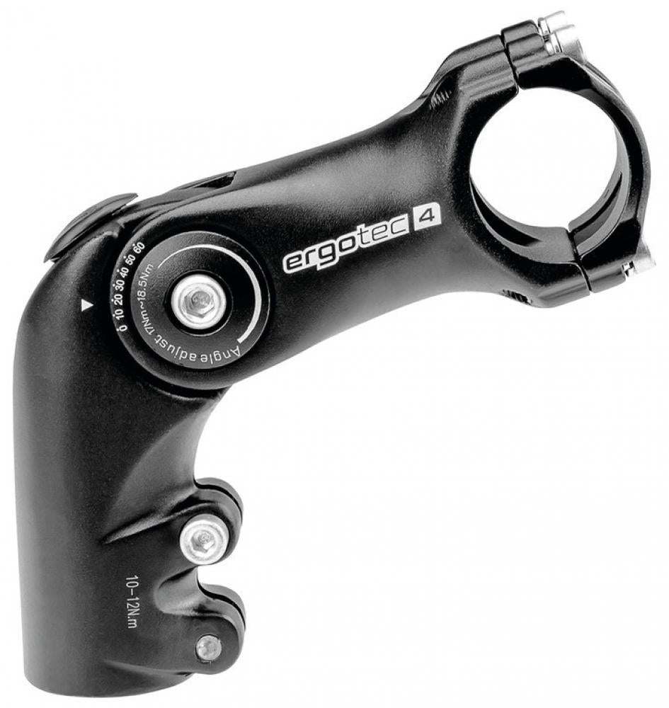 Ergotec Ahead Vorbau Octopus 50 schwarz, 31,8 mm x 90 mm, winkelverstellbarer Fahrradvorbau für Ahead-Steuersätze.