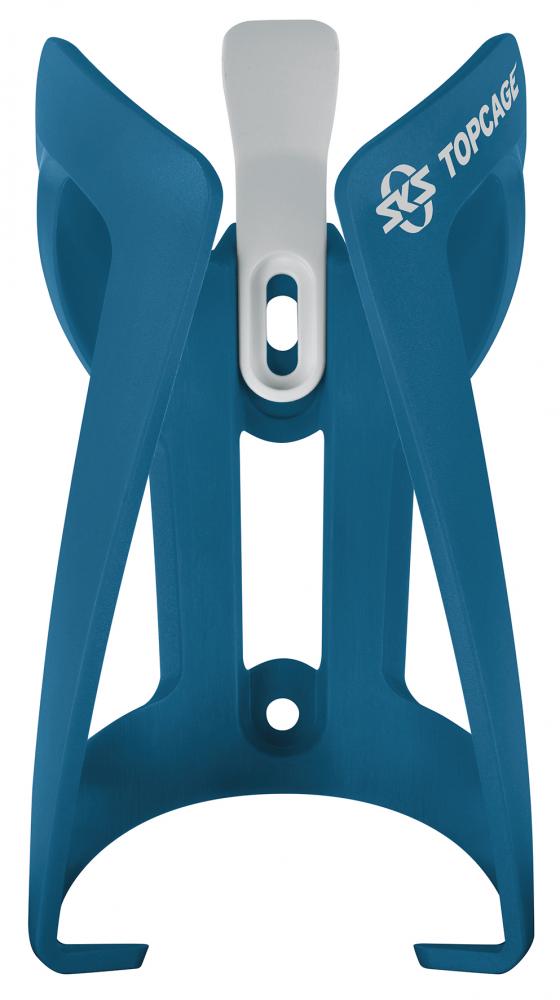 Blauer SKS Topcage Fahrrad-Flaschenhalter aus leichtem Kunststoff, flexibel für 1,5L PET-Flaschen, verstellbar, 53g, Made in 