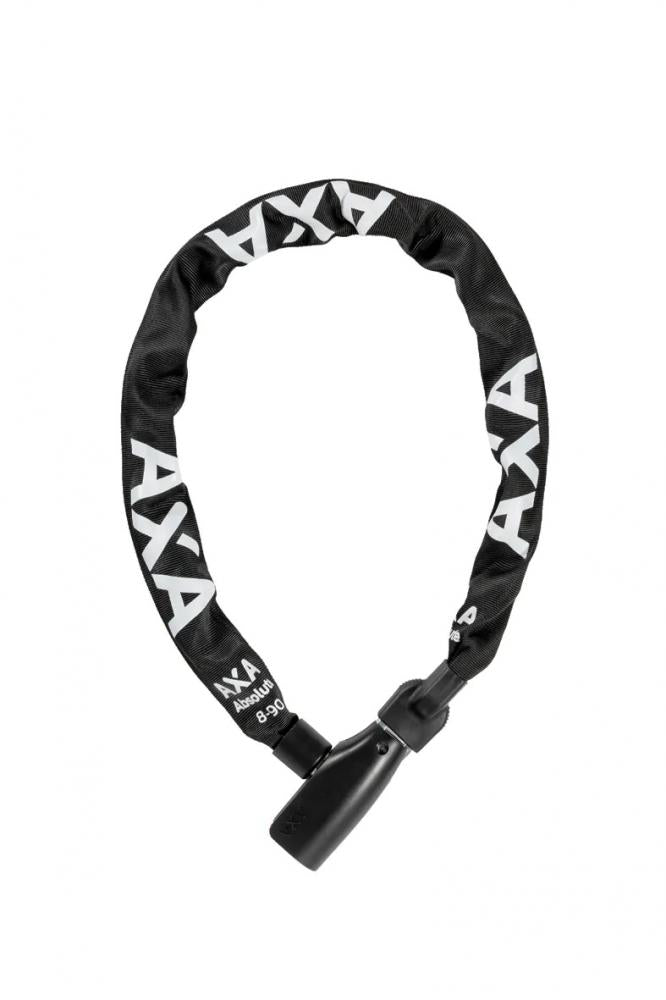AXA Kettenschloss Absolute 8-90 (90 cm), robustes schwarzes Fahrradschloss mit Click-In-Komfort.