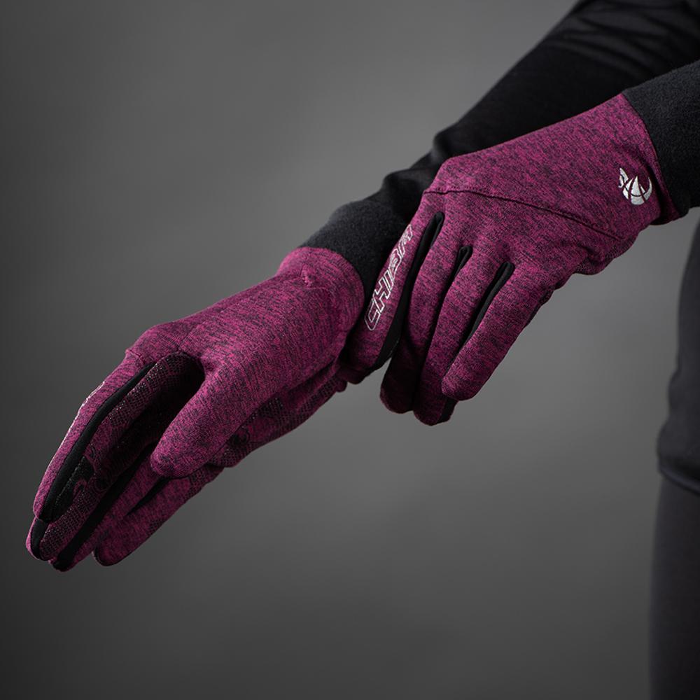 CHIBA Allround Light - Fahrradhandschuhe violett S, Polartec-Fleece, Touchfinger, reflektierend
