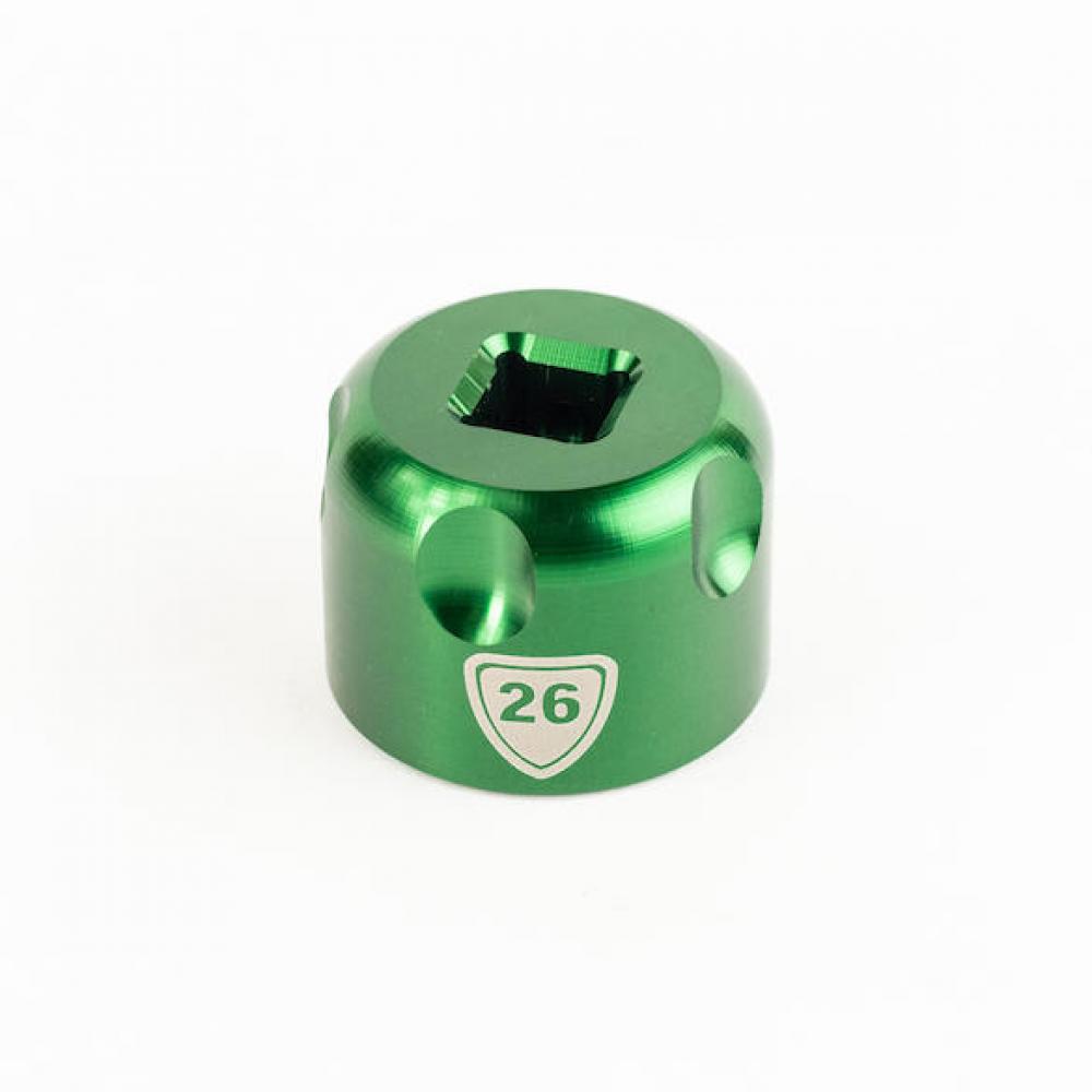 Abbey Tools Werkzeug für Federgabel Top-Caps 26 mm Grün - präzises Montage-Tool