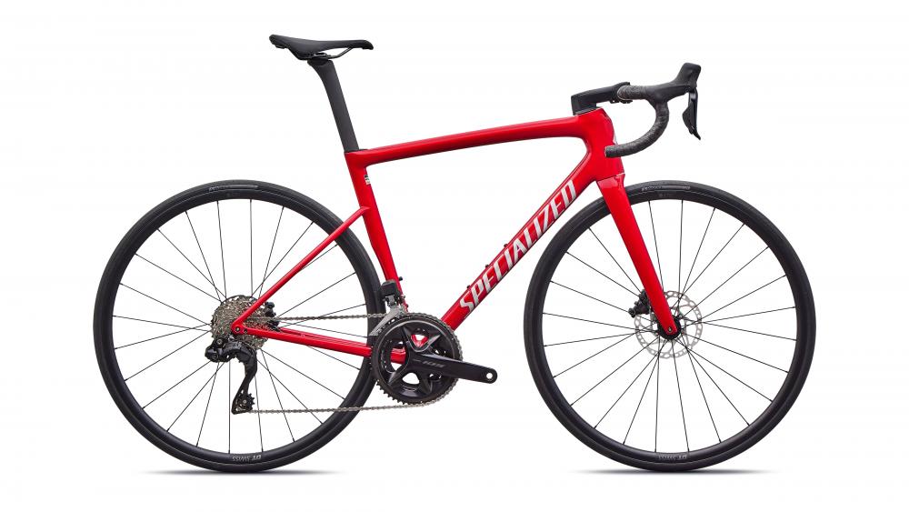 Specialized Tarmac SL8 Comp Di2 Rennrad - Größe 58, Red Tint Silver Dust, FACT 10r Carbon, Shimano 105 Di2, DT Swiss R470