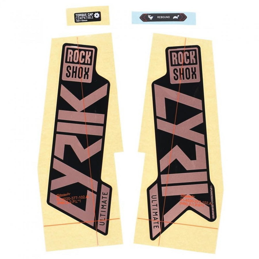RockShox Lyrik Ultimate Gabel Decal-Kit in mattem Kupfer für schwarze 27/29 Zoll Gabeln.