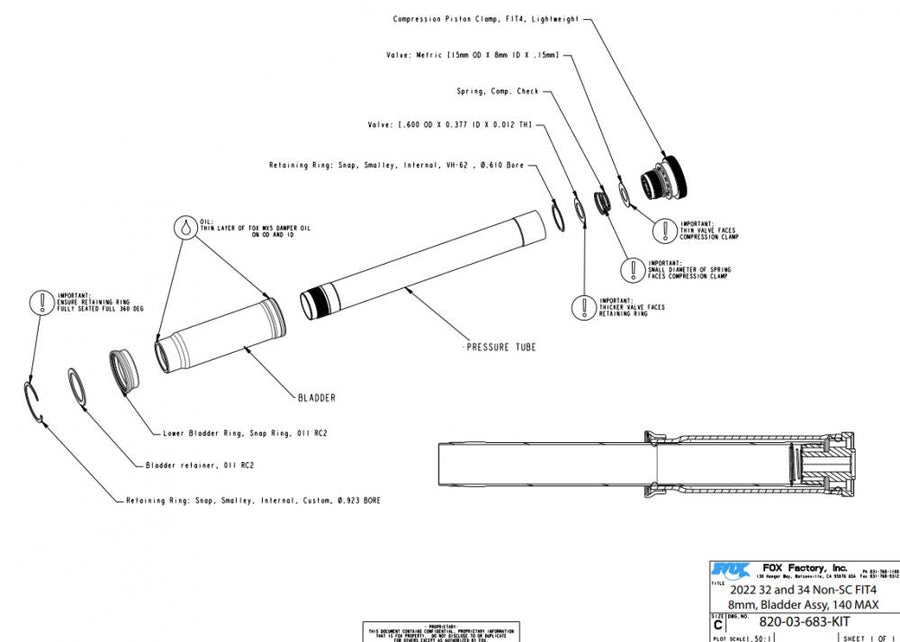 FOX Service Set Air Shaft Assy AWL 36 E-Opt 160mm - präzise Luftfeder-Wartung