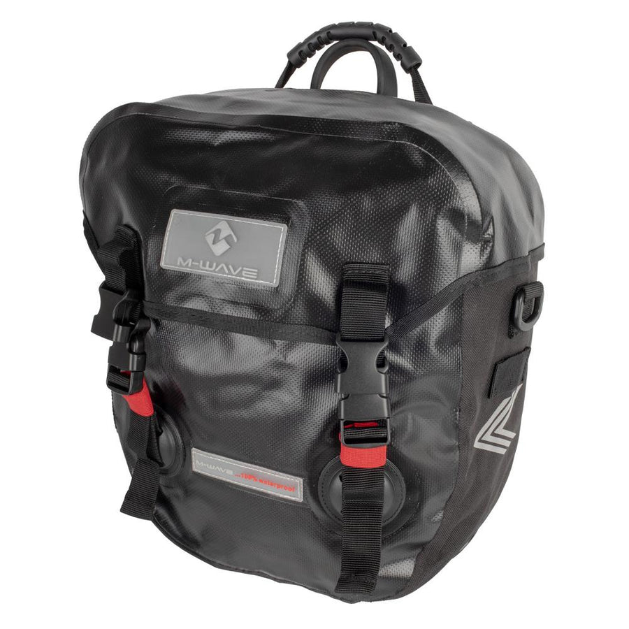 M-Wave Calgary Gepäckträgertasche 2x12,5 Liter, 100% wasserdicht, Roll- & Deckelverschluss, schwarz