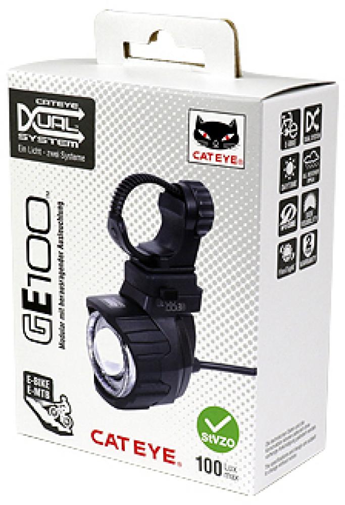 CATEYE Frontlicht Dual System G E100 One Size - flexibles E-Bike-Frontlicht mit 100 Lux
