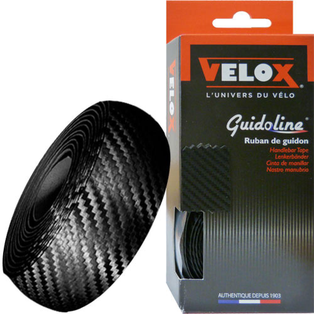 Velox Lenkerband Carbon, schwarz, Polyurethan, 175 cm Länge, 30 mm Breite, 2,5 mm Dicke, inkl. Lenkerstopfen und Abschlussbänder