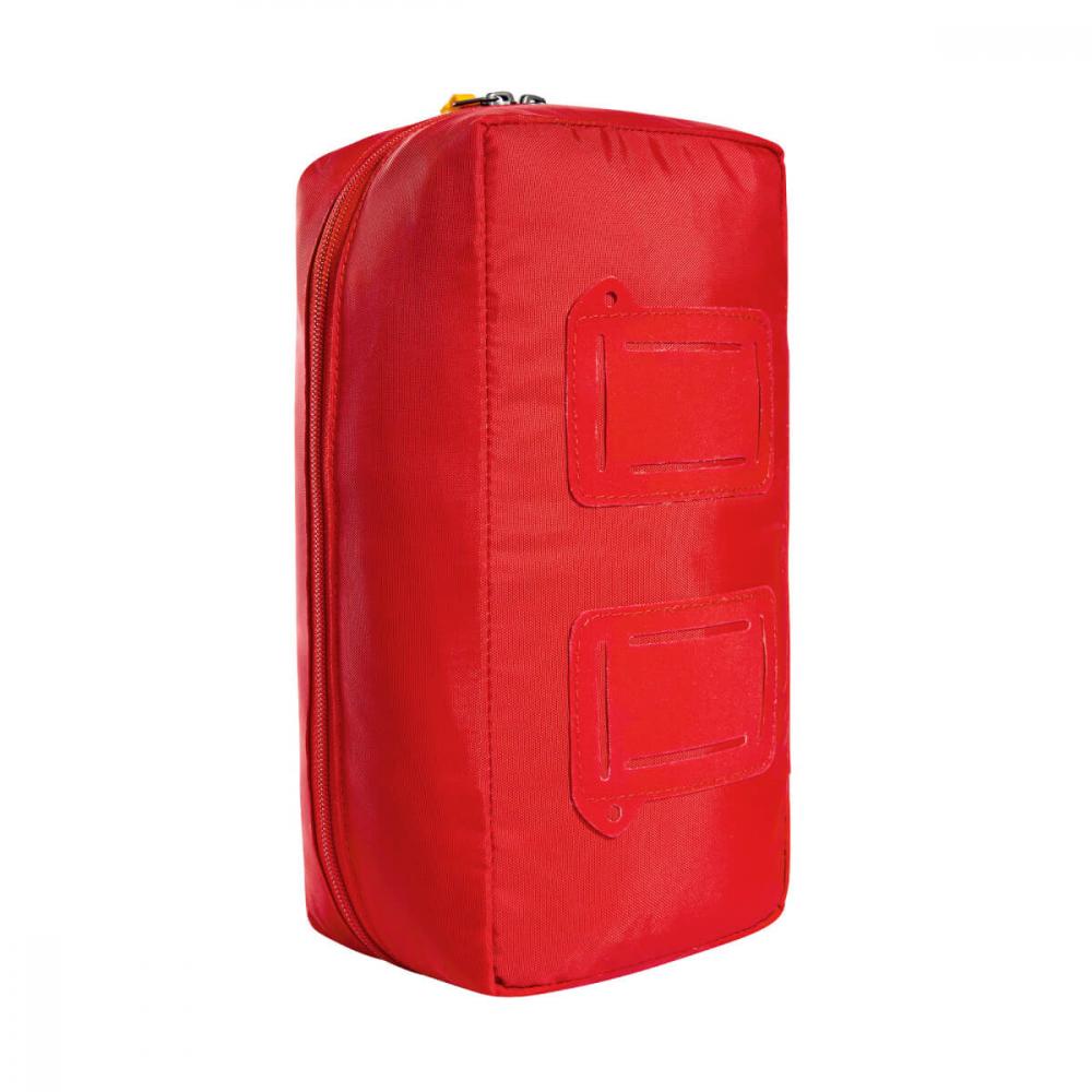 Rotes Tatonka First Aid Advanced Erste-Hilfe-Set, rechteckig, mit Reißverschluss und zwei seitlichen Einschubfächern.