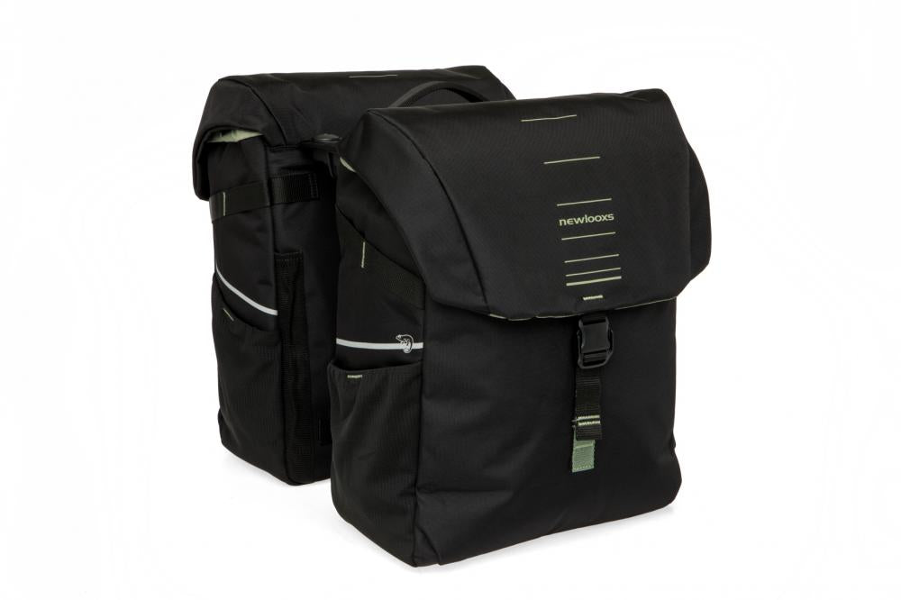 New Looxs Doppelpacktasche Vigo Double RT 2 2×18 l Black Green - geräumige Snapit 2.0 Gepäckträgertasche