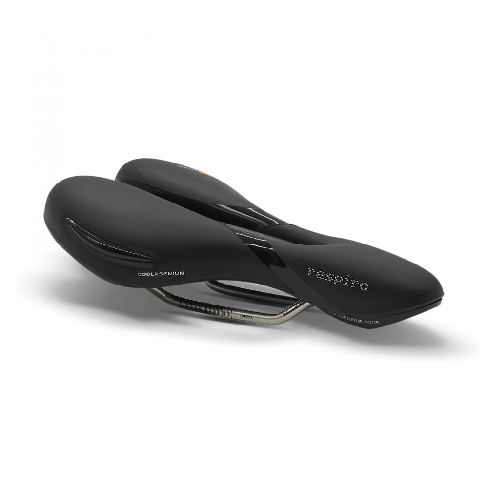 Schwarzer Selle Royal Respiro Athletic Fahrradsattel mit COOLXSENIUM, Respiro Logo & Ventilation System, Unisex.