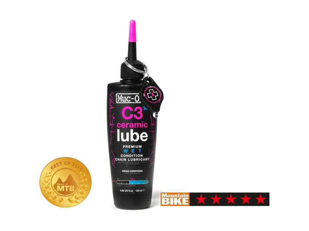 Muc-Off C3 Wet Ceramic Lube 120ml, Keramik-Kettenöl nass, pink, ideal für nasse Bedingungen, extrem langlebig, mit Pipettensystem