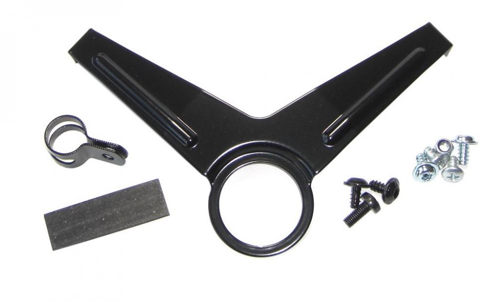 Schwarzer Horn Kettenschutz Befestigungssatz B17 für Catena 17 mit Halterung, Schelle, Gummipad und Schrauben.