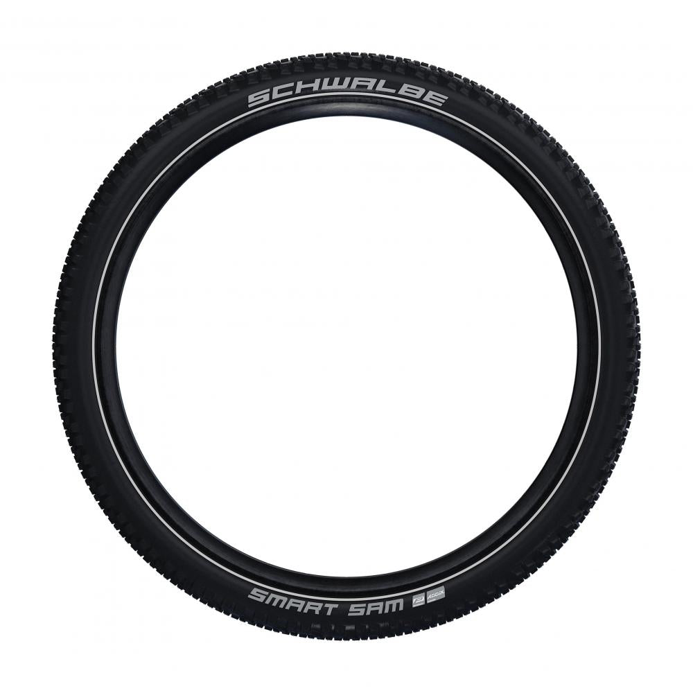 Schwalbe Smart Sam Plus 29 Zoll Fahrradreifen, schwarz mit Reflexstreifen, E-Bike-tauglich.
