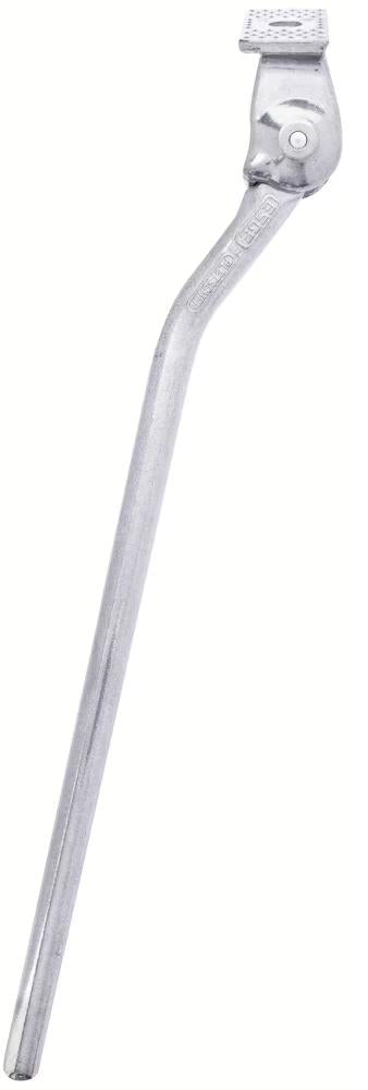 Pletscher Seitenständer ESGE 295 mm - stabiler Aluminium-Ständer mit Ständerplattenmontage, poliert, inklusive Aluminium-Lasche F15/3 und M10x50 Senkschraube, passend für 28 Zoll Fahrräder, silber
