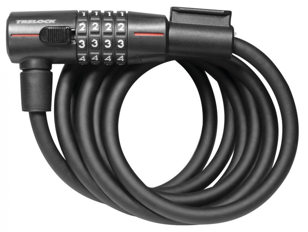 Trelock Zahlenspiralkabelschloss 180 cm D12 mm SK 312/180/12 schwarz mit Halter ZK 234