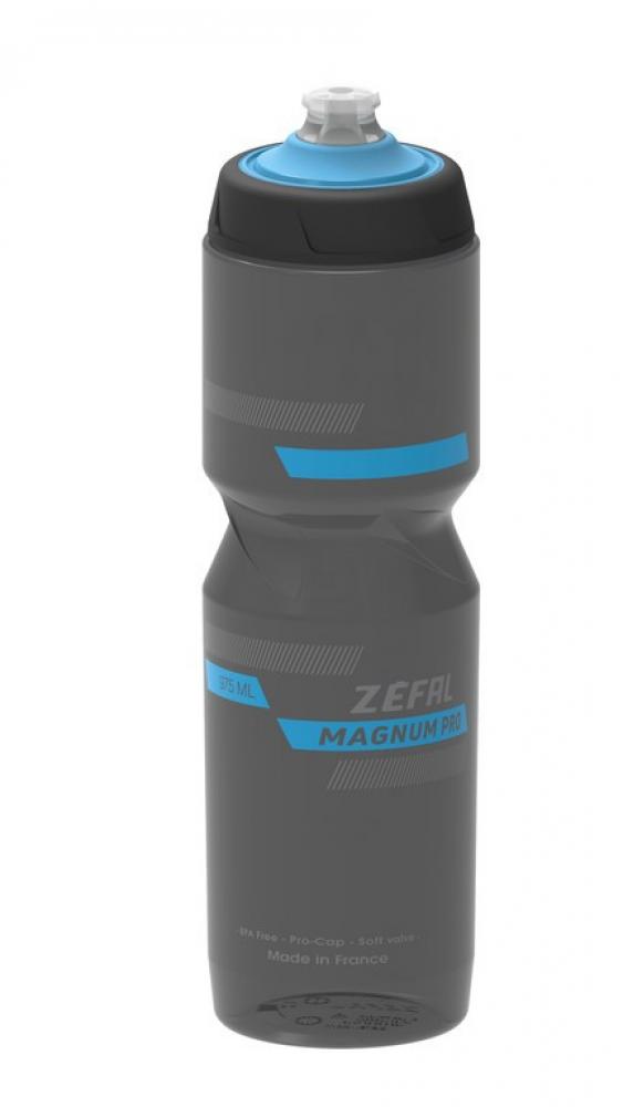 Zéfal Magnum Pro Trinkflasche 975 Ml, Geruchsfreies Polypropylen, Pro-cap Doppelverschluss, Bpa-frei, Soft-mundstück, Grau/blau, 100% Auslaufsicher