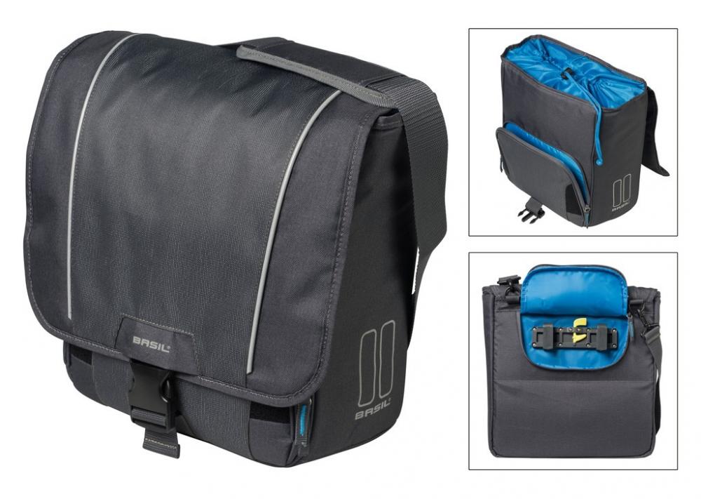 Basil Schultertasche Sport Design Commuter graphite mit Kordelverschluss 18l
