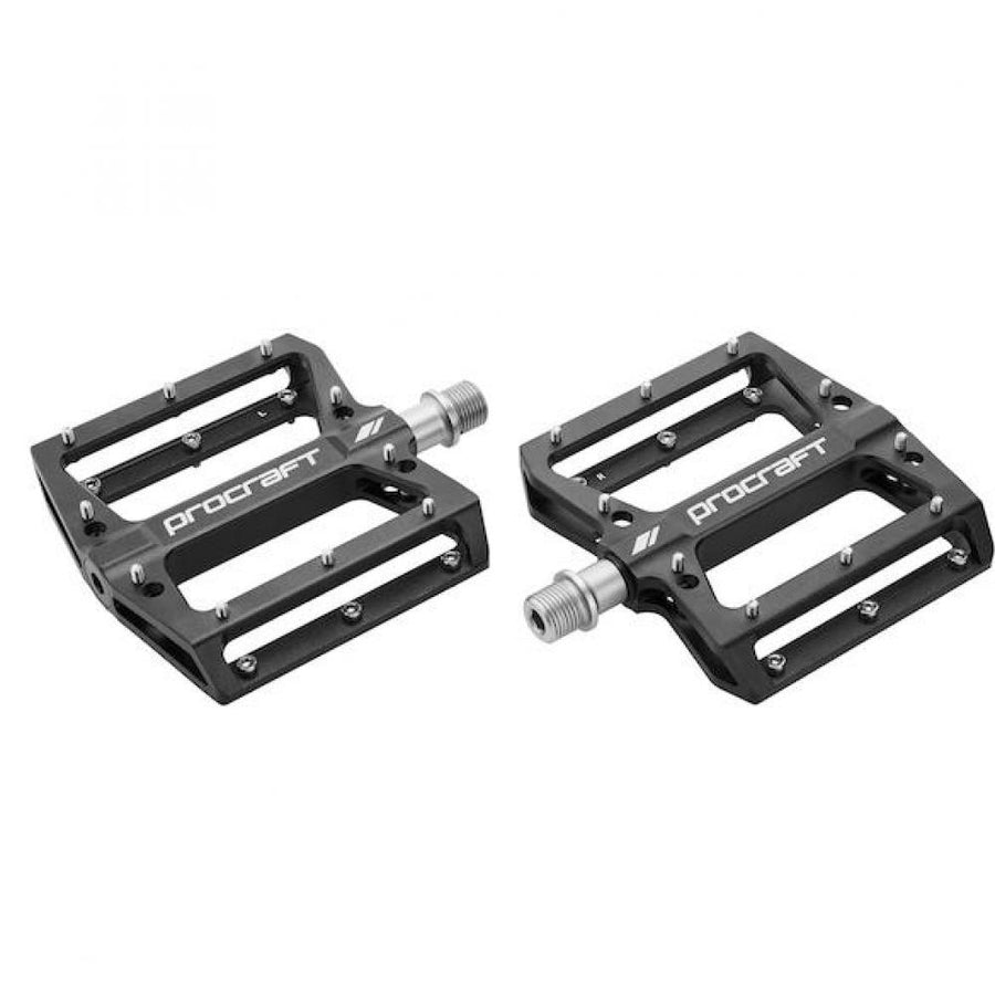 Procraft Pedale Flat Grip Essential CNC 113 x 105 mm Schwarz - maximaler Grip und Kontrolle