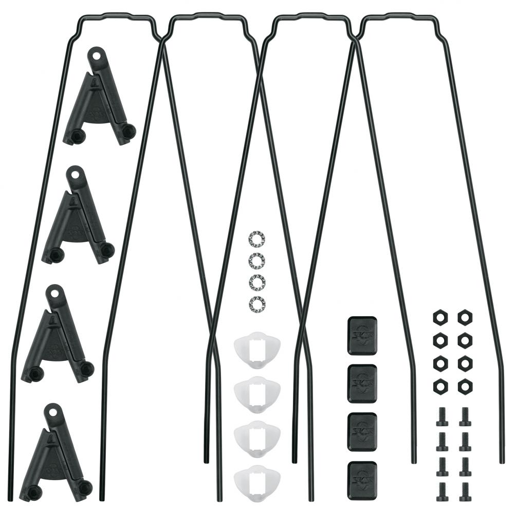 SKS Bluemels Style 65 Ersatzstreben Set  4 schwarze Unterlaufstreben (325 mm & 365 mm) mit ESC-V-Adaptern für 65 mm Schutzbleche, inkl. Befestigungsmaterial