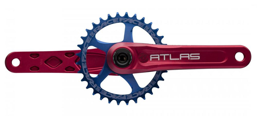 Race Face Atlas Kurbel, 170mm, 68/73mm, 30mm, rot - robuste MTB-Kurbel für aggressive Trails