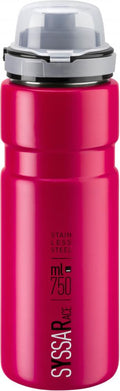 ELITE Syssa Race Trinkflasche 750ml Rubinrot matt - Edelstahl Fahrrad Trinkflasche isoliert für Rennrad MTB