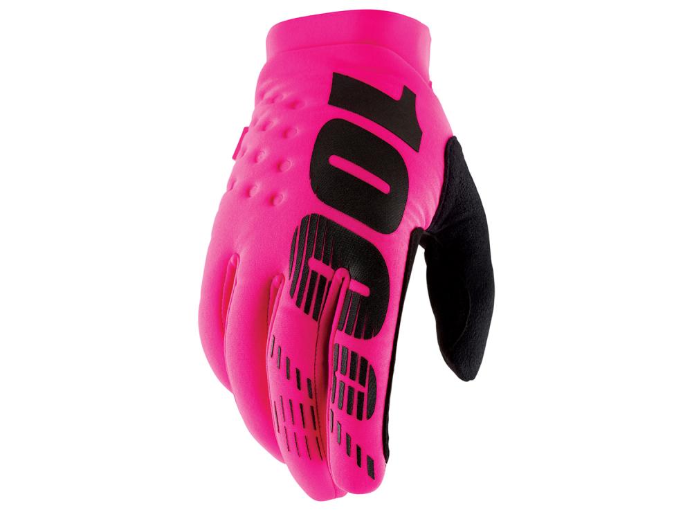 100% Brisker Cold Weather Glove M Neon Pink - warmer MTB-Handschuh mit Top-Grip