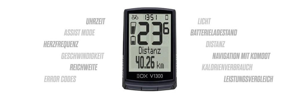 Sigma Sport Computer Eox View 1300 Standard Tacho Für E-bikes Bafang | Fazua | Giant | Lev | Ant+ | Shimano Steps | Yamaha