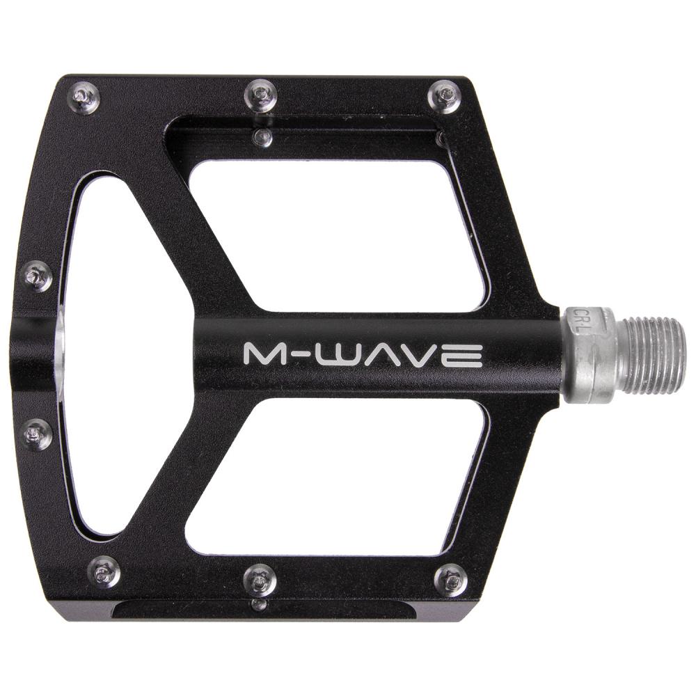 M-WAVE Freedom SL Plattformpedal - CNC-Alu, CrMo-Achse 9/16″, 96×91 mm, 297 g/Paar, austauschbare Pins, bis 140 kg (ISO 4210), schwarz