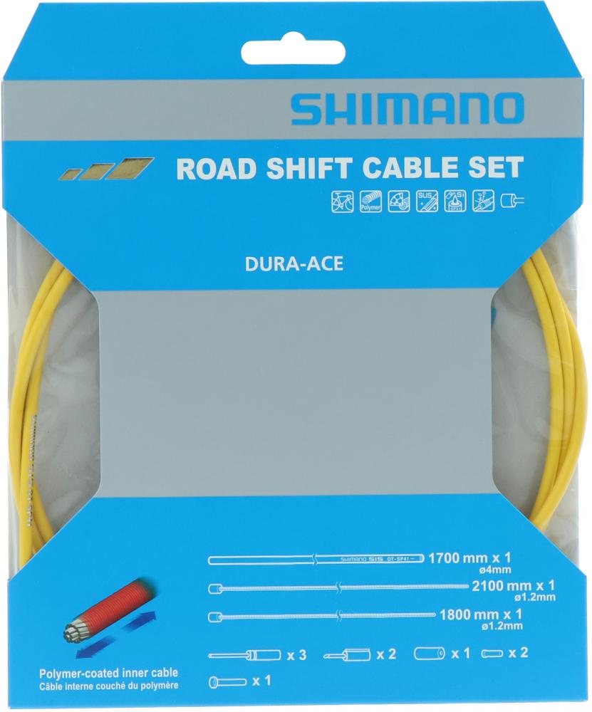 SHIMANO Schaltzug-Set Road polymerbeschichtet - präzise Schaltperformance, Gelb